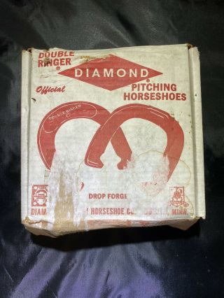 Vintage Pitching Horseshoes Double Ringer Diamond Set Of 4 Duluth Usa 1970 01