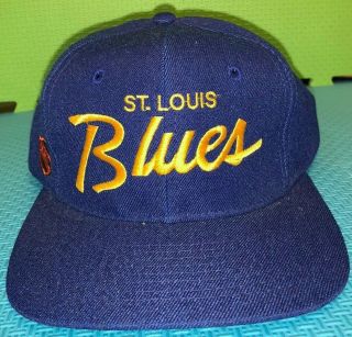 Vintage Sports Specialties St.  Louis Blues Script Nhl Authentic Snapback Hat