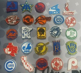 25 Different Vintage Mlb Baseball Standing Board Rubber Fridge Magnets Rare