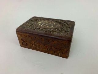 Vintage Wooden Hand Carved Cigar Trinket Box Felt Lined 6 X 4 X 2.  5