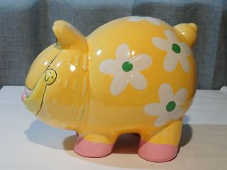 Large Vintage Ceramic Garfield Piggy Bank W Flowers