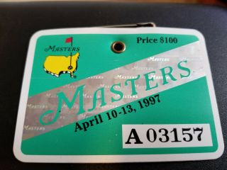 1997 Masters Badge Tiger Woods Champion Augusta National Ticket