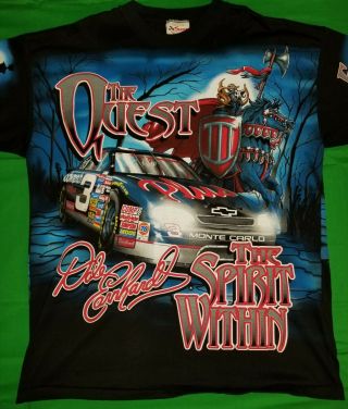 Vintage 90s Dale Earnhardt The Quest The Spirit Within All Over Print T - Shirt XL 2
