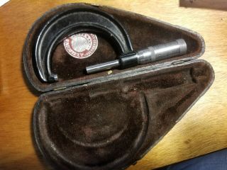 J.  T.  Slocomb Co.  Micrometer 1 - 2 Inch Tools Gauge W/ Vintage Leather Case