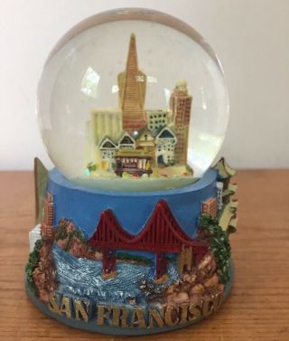 Vtg San Francisco Ca Usa Skyline Trolley Glass Snow Globe Water Dome Souvenir