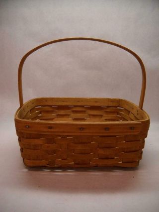 Vintage Longaberger Woven Basket Large Square Shape Handwoven Made In Usa