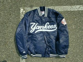 Vintage Majestic York Yankees Satin Varsity Bomber Jacket Mens Xl Starter