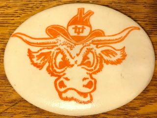 Vintage Texas Longhorns Ceramic PAPERWEIGHT: 4.  5 inch Longhorn Austin,  Tx BEVO 3
