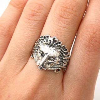 925 Sterling Silver Vintage Mexico Lion / Leo Design Wide Ring Size 8 1/4