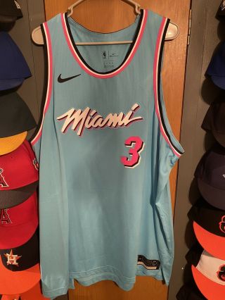 Dwyane Wade Authentic Nike Miami Heat Vice City Edition Jersey Size 58 Blue