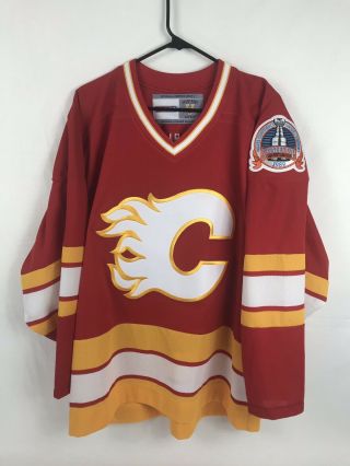 Rare Vtg 1989 Ccm Nhl Calgary Flames Stanley Cup Hockey Jersey Size Large