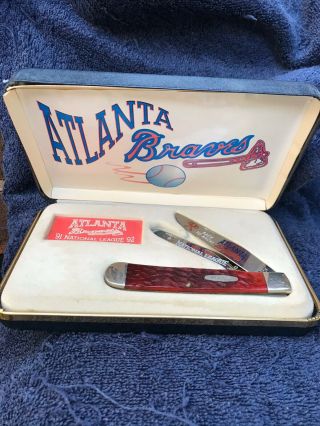 Atlanta Braves Nation League “back To Back” 91 - 92 Champions Case Knife Made Usa