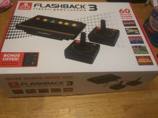 Atari Flashback 3 Classic Game Console 60 Vtg Video Games Asteroids Adventure,