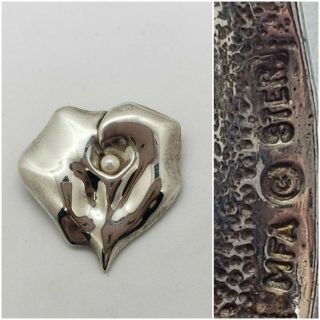 Gorgeous Vintage Mfa Museum Of Fine Arts Modernist Sterling Silver Brooch Pin