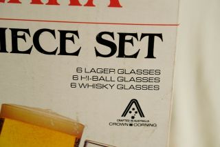 VINTAGE 1970s RETRO CROWN CORNING COMPLETE 18 - PIECE SET OF GLASSES - BOX 2