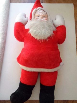 Vintage Noel Rubber Face Stuffed Plush Santa Claus Big 38 " Christmas Decoration