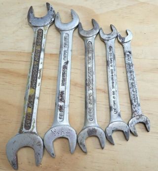 5x Group Of Sidchrome Whitworth 3/8 To 1/8 Inch Vintage Spanners Open End Bs
