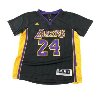 Adidas Los Angeles Lakers Kobe Bryant 24 Hollywood Nights Black Sleeve Jersey S