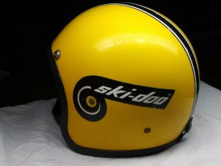 Vintage Ski - Doo Snowmobile Helmet Open Face Yellow W/ Racing Stripe Lsi - 4150