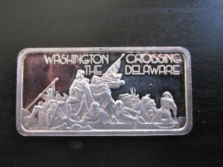 Vintage " Washington Crossing The Delaware " 1 Troy Ounce.  999 Silver Art Bar