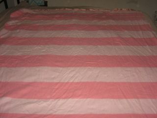 Vintage Pink Wool Blanket Extra Double 156 " Long Camp Satin Edge Full Queen Twin