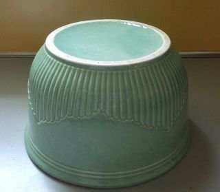 Vintage Pottery Stoneware Mixing Bowl Jade Green 1950 2