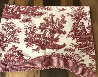 Vintage Waverly Valance Country Life Fabric Garnet Red 2 Layer Toile Checked