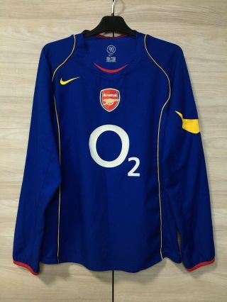 Arsenal London 2004 - 2006 Away Football Soccer Nike Long Sleeve Shirt Jersey Sz M