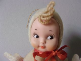 Vintage Knickerbocker Plush CHRISTMAS Winter GIRL Rattle Doll,  Rubber Face 2