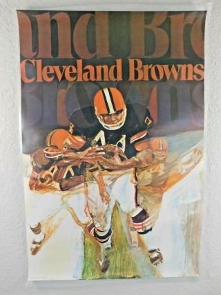 Cleveland Browns Vintage 1970 Nfl Poster By George Bartell - Laminated - Usa