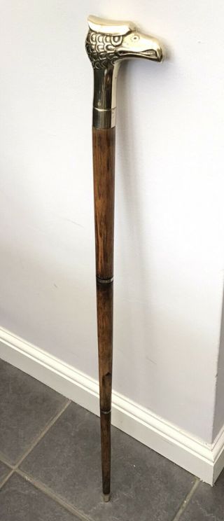 Quality Vintage Brass Eagle Head & Oak Wood 3 Piece Walking Stick 89cm Length