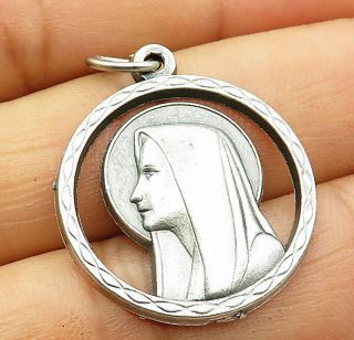 925 Sterling Silver - Vintage Open Circle Virgin Mary Pendant - P3742