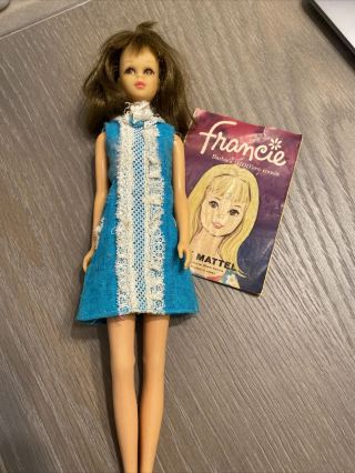 Vintage Barbie Francie Doll Straight Leg Brunette Flip W/booklet 1960’s