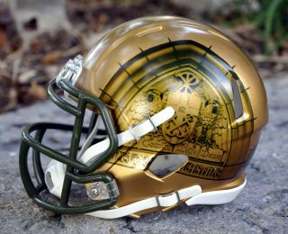 Notre Dame 2016 Basilica Shamrock Series Custom Riddell MINI Football Helmet 2