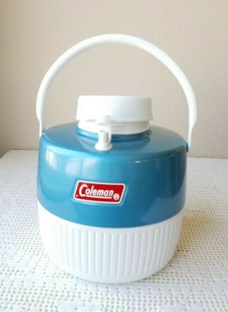 Vintage Blue Coleman 1 Gallon Water Cooler Jug Complete With Top Pour Spout