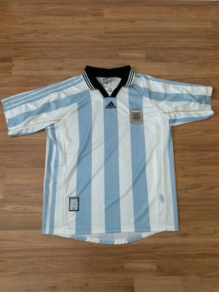 Adidas Argentina National Team 1998 - 1999 Home Football Soccer Jersey Size Large