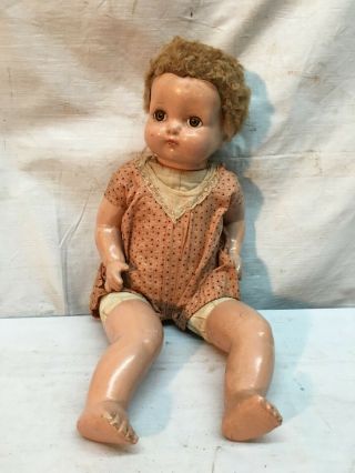Vintage 1920s Composition Doll With Open Shut Eyes 17in Tall Effanbee