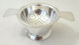 Small Vintage Art Deco Silver Plated Tea Strainer On Bowl - Mappin & Webb