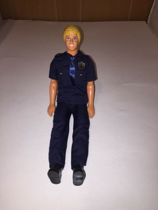 Vintage Barbie Police Ken Doll 1983 Mattel Police Suit 1991 With Extra Outfit