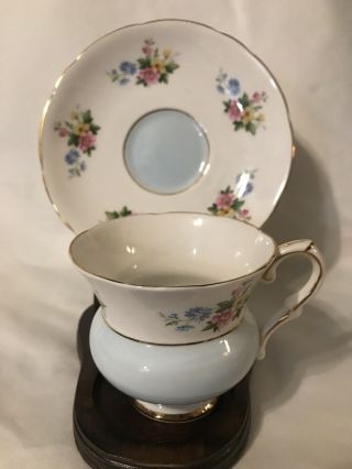 Vintage Royal Stafford Tea Cup & Saucer England Bone China Light Blue/white