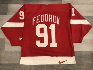 1998 Nike Sergei Fedorov Detroit Red Wings Red Nhl Hockey Jersey Sz Xl