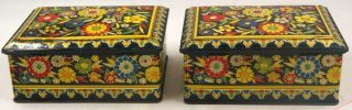 Vintage Daher Floral Tin Canister Box Set Of Two With Some Wear.