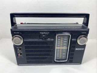 Vintage Sony Tfm - 7150w Transistor Am Fm Radio Receiver Portable Dual Power