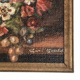 Vintage 1970s Dollhouse Miniature Artist Signed Painting Gould Still Life Flower 3