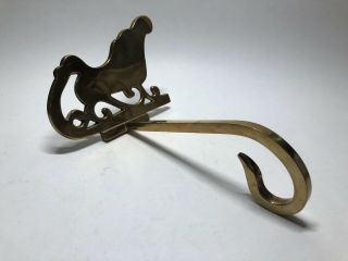 Vintage Solid Brass Stocking Holder Hanger Hook Heavy Mantle Hook Santa 