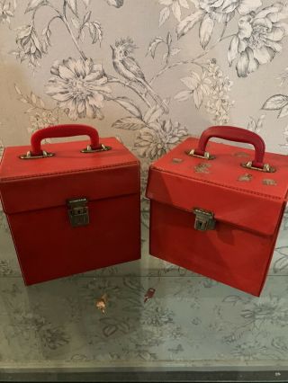 2 X Collectable,  Vintage,  Retro,  7inch Red,  Vinyl Record,  Storage Box With Key
