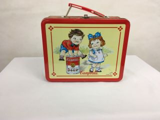 Vintage Campbell’s Soup Lunchbox Metal Yellow Kids School Container Collectible