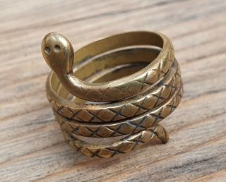 Vintage Finnish Kalevala Koru Midde Ages Viking Style Serpent Bronze Ring