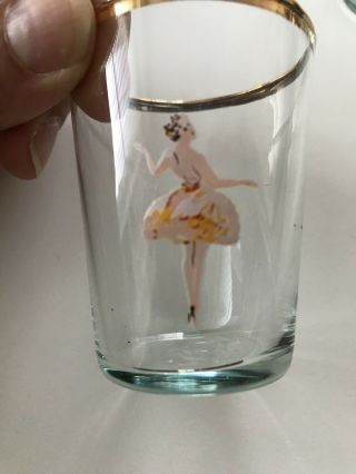 Set Of 6 Vintage Ballerina Shot Glasses.  Boxed.  1950s 1960s.  Bar Ware.  Retro. 2