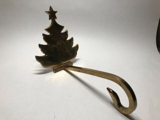 Vintage Solid Brass Stocking Holder Hanger Hook Heavy Mantle Hook Christmas Tree
